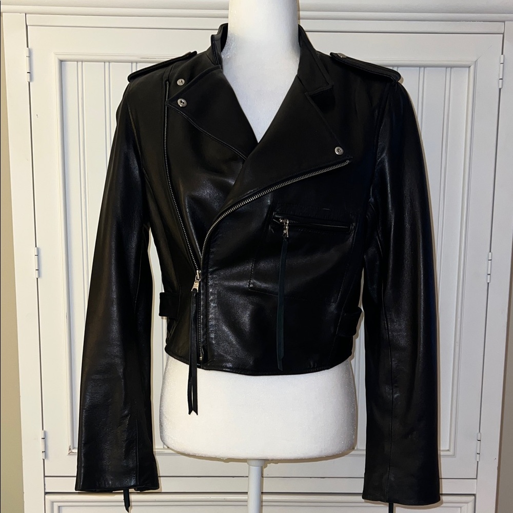 Andrew Marc Black Leather Biker Jacket